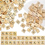 Oulesvte 100 Stück Scrabble buchstaben holz a bis Z Puzzle, Holz Fliesen mit Ziffern, Holz Buchstabe Fliesen zum Spielen, für Kindererziehung, Kinderspielzeug, Bastelarbeiten, Schlafzimmer Decor