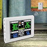 Wetterstation Funk mit Außensensor, Innen- und Außentemperatur-Feuchtigkeitsmonitor, Luftdrucksensor und 24-Stunden-Vorhersage mit Alarm