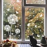 Supzone Fensterbilder Selbstklebend Pusteblume Weiß Fensteraufkleber Blumen Schmetterlinge Fenster Abziehbilder Sommer Frühling Anti-Kollision Fensterfolie Glastüren Fensterdeko Aufkleber