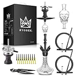 RYOSEE 80cm Komplettes Shisha-Set, 2 Schläuche und Griffe, Totenkopf-Ölsammler, Doppelzweck-Stützrohr aus Rauchsäule, Shisha Zange (Schwarz)