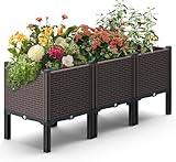 Hochbeete für den Außenbereich, Polypropylen, erhöhte Pflanzkästen für den Außenbereich, für Gemüse, Blumen, Kräuter, Gartenbox mit Ablaufauslass, hitze- und frostbeständige Pflanzgefäße, 136 kg