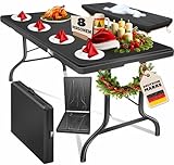 KESSER® Buffettisch Tisch klappbar Kunststoff 183x76 cm Campingtisch Partytisch Klapptisch Gartentisch für Garten, Terrasse und Balkon zusammenklappbar 6 Personen inkl. Cover & Tragegriff, Anthrazit