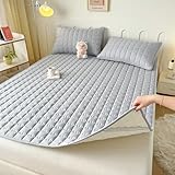 Komfort Matratzenauflage 60/70/80/90/140/160 Atmungsaktive Matratzenschoner mit 4 Anti-Rutsch-Ecklaschen Weiche Gesteppt Dünne Topper/Schoner für Matratzen Waschbarer Matratzenschutz(170x190cm,Gray B)
