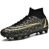 Topwolve Fußballschuhe Herren Outdoor Sport High Top Spike Fußballschuhe Grass Professionelle Fußballschuhe Leichte Atmungsaktive Athletics Trainingsschuhe Schwarz 38 EU