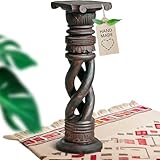 livasia gedrehte Deko Holzsäule 60cm – Antik-Look Podest, Blumensäule, Dekosäule aus Albiziaholz – Balinesische Handwerkskunst, Nachhaltig und Einzigartig (Braun)