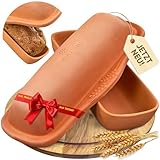 TeCoHome Brotbackform [Natur-Ton] mit Deckel – Backform für Brot & Backwaren | Kastenform Brotbackform, Brotbackformen rechteckig ohne Beschichtung | Backformen, Brotformen zum Backen, Baking Pan,