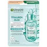 Garnier Tuchmaske, Gesichtsmaske für alle Hauttypen, Erfrischend und feuchtigkeitsspendend, Mit Hyaluronsäure und Aloe Vera, Hydra Bomb, 28 g