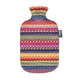 Fashy 6757 25 2007 Wärmflasche mit Bezug im Peru - Design 2.0 L, braun - rosa