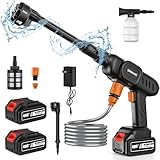Kabelloser Hochdruckreiniger, 6-in-1-Düse, Hochdruckreiniger mit Akku, maximaler Durchfluss 10 l/min, Druck, 60 bar, zum Reinigen von Balkons und Autos