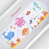 Secopad Antirutschmatte Badewanne Baby, 100x40 cm Badewannenmatte rutschfest Kinder, Badematte Kinder Badewanne oder Dusche, 100% BPA frei & Maschinenwaschbar