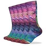 TPDHJK 5 Paar atmungsaktive Socken Baum unter Nacht Druck Winter Thermosocken für Damen, coole lustige Socken für Herren Damen Wandersocken Damen