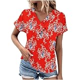 Damen-Sommer-Tops, lässig, kurzärmelig, V-Ausschnitt, niedliches Grafik-T-Shirt, elegant, kurzärmelig, Tops, Knopf, schmal, lässig, modisch, bedruckt, grafischer Rundhalsausschnitt, Freizeit-Tops,