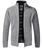 GLESTORE Pullover & Strickjacken Für Herren Jacken Cardigan Herren Fleecejacke Trachtenjacke Herren Hell Grau XL