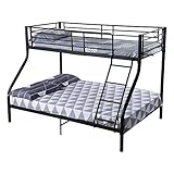 FetiNes Etagenbett Metall 140x200cm 90x200cm Stockbett Hochbett Metallbett Bettgestell Doppelstockbett Schlafzimmerbett Jugendbett mit Lattenrost, Schwarz