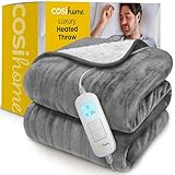 Cosi Home Heizdecke 180x130 cm - Elektrische Wärmedecke mit Abschaltautomatik, Überhitzungsschutz, Waschbar, Kuscheliges Sherpa & Fleece, 10 Heizstufen mit digitaler Fernbedienung - Grau