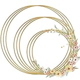 Ticeed 9 Stück Metallringe Drahtringe Deko Ringe Makramee Zubehör Ringe zum Basteln Aufhängen Traumfänger DIY Floral Hoop Wandbehang Handwerk Floristik Hochzeitskranz (20, 25 & 30 cm Gold)