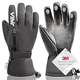 Vihir Skihandschuhe Herren & Damen Winterhandschuhe Thermo Handschuhe, Wasserdichte Touchscreen 3M Thinsulate Warm Fahrradhandschuhe, Eisfischen, Skifahren, Radfahren, Snowboard Winddichte Skihandsche
