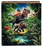 goldbuch 33 157 Ordner Vulkan, Aktenordner 28,5 x 32 x 8 cm, Einband aus Kunstdruck, Hefter mit Hebelmechanik aus Metall, Motiv Dinosaurier, Heftordner für Mädchen und Jungen, Stehordner Dino