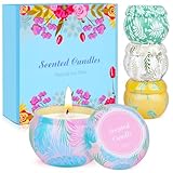 Duftkerze im Glas,𝟏𝟎𝟎 𝐒𝐭𝐝.Duftkerzen Geschenkset für Frauen, kleine Geschenke für Frauen Weihnachten,Geburtstagsgeschenke für sie,Duftkerzen Set,Teelichter mit 100% Natürlich Sojawachs 4 Pcs