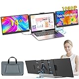 Kwumsy Tragbarer Monitor Für Laptop-14 Zoll FHD 1080p Dual Triple Monitor Screen Extender,Plug & Play Kein Treiber Kompatibel Windows/Mac/Chrome für 13''-17,3''Maximale Breite 405mm Laptop/Typ-C/HDMI