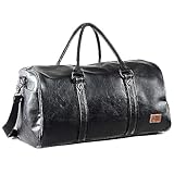 Reisetaschen Herren Leder Wasserdicht Weekender Tasche Großen Kapazität Reisetasche Unisex Vintage Handgepäck Bag schwarz