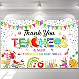 Avezano 'Thank You Teachers Backdrop Banner Teacher Appreciation Week Decorations Banner Thank You Teachers Staff We Appreciate You', Banner für Lehrertag, 180 x 100 cm