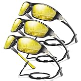 Foliful Polarisierte Sport-Sonnenbrille für Herren, UV400-Schutz, zum Radfahren, Angeln, Autofahren, 3 Stück