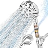 AQANakki Gefilterter Duschkopf mit Handbrause, Hochdruck, 10 Einstellungen, Duschfilterkopf für hartes Wasser, integrierter Power-Spray, Hartwasserfilter, entfernt chlortrockene Haut, Haare (Premium