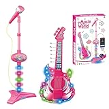 Mikrofon- und Gitarrenset für Kinder - Abs Electronic Components | Musikinstrument-Lernspielzeug mit realistischem, Sich entwickelndem, geschenktem Musikgitarren- und Mikrofon-Set