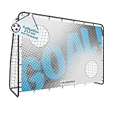HUDORA Fußballtor Trainer mit Torwand I Robustes Outdoor-Tor für Kinder & Erwachsene I Tormauer mit Zwei verstärkten Schusslöchern I wetterfestes Tor für Training & Freizeit - Goal
