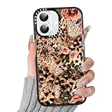 Yoedge Handyhülle für iPhone 16 Hülle Blumen Transparent, Aesthetic Leopard Muster Niedlich Flower Design Mädchen Geschenk Schutzhülle, Silikon PC-Rückseite Bumper Case Cover für iPhone16 6,1'