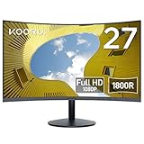 KOORUI Curved Monitor - 27 Zoll FHD Curved Computer Monitor, VA-Panel, 75Hz, Krümmung 1800R, Neigungsverstellung, Augenpflege, HDMI, VGA Gaming Monitor, Schwarz 27N5C