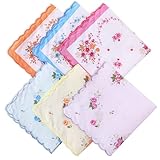 Taschentücher Für Damen, 6 Stück Stofftaschentücher Damen Bestickte Damens Taschentüchers Weiches Taschentuch Mit Blumenmuster Vintage Blumenmuster Mit Wellenkante Für Frauen, Hochzeitsfeier