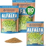 ZenGreens® - Bio Alfalfa Sprossen Samen - Wähle zwischen 10g, 200g und 500g - Alfalfa Samen Keimrate von über 97% - Luzerne Keimsprossen - Ideal zum Sprossen ziehen im Sprossenglas - Microgreens