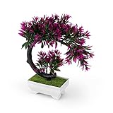 Bonsai Künstlich Kunststoff, DEANKEJI Bonsaibaum Echt, Kleine Plastikpflanzen, Künstlicher Baum Natürliche Müdigkeit Lindern, Pflanzen Dekoration für Balkon, Garten, Büro Ornamente