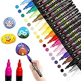 LUZOON Acrylstifte Permanent Marker 18 Farben Steine Bemalen Wasserfest Stifte Acrylmarker Acrylic Paint Marker Acrylfarben Acrylstifte für Leinwand, Holz,Glas,Ostereier (2mm)