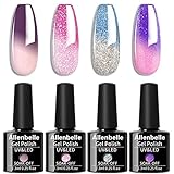 Allenbelle UV Nagellack Thermo Set 4 Farben Mit Geschenkbox,Gel Nagellack Farbwechsel Shellac Set Uv Gel Nail Art,Soak Off Uv Thermo Nagellac