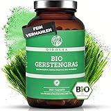 QIDOSHA® Bio Gerstengras Kapseln, 360 Stk im Apothekerglas, 1500mg je Tagesportion, Bio Gerstengraspulver fein gemahlen mit 500mg je Kapsel, vegan, deutsche Fertigung