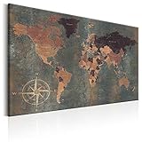 decomonkey Akustikbild Weltkarte 120x80 cm 1 Teilig Leinwand Modern Bilder Wandbilder XXL Schallschlucker Schallschutz Akustikdämmung Wandbild Deko Leise bunt Welt Karte Landkarte Kontinente