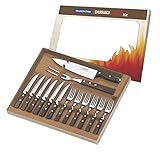 Tramontina Grillbesteck Set, 14-teilig, Edelstahl, Grillset mit Steakbesteck, Tranchiergabel und Tranchiermesser, FSC