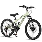 Glerc Skyline Kinder Mountainbike für Jungen Mädchen, 20 Zoll Fahrrad für 6 7 8 9 10 11 12 Jahre Jugendliche, 21 Gang Fahrrad mit Vorderradfederung & Scheibenbremsen & stabilem Rahmen, Grün