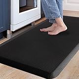 Carvapet rutschfest Küchenteppich Anti Ermüdungsmatte Küchenläufer Schaum-Stehmatten PVC Abwischbar Laufteppich Küchenmatte Bodenmatte (Schwarz,44x99cm)