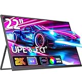 UPERFECT Portable Monitor 2K 22 Zoll, Tragbarer Monitor mit 2560 * 1440 IPS Bildschirm Integrierter Halterung Mini HDMI USB C für PC Laptop Handy Xbo Switch PS4/5, Mobiler Monitor VESA-kompatibel