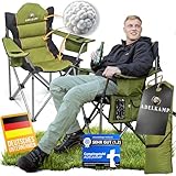 ADELKAMP Ultragroß Campingstuhl Faltbar – [Dick Gepolstert], 150KG Belastbar, Mit Kühltasche & Getränkehalter, Pulverbeschichteter Stahlrahmen, Luxus Khaki Farbe