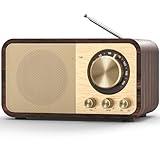 Nostalgie Radio, Retro Radios mit Bluetooth, TF Karten Slot, 2000mAH Wiederaufladbare Batterie, 5 Watt Lautsprecher, Vintage Radios mit AUX/USB, Radio für Küche/Schlafzimmer/Büro