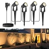 NIORSUN Gartenbeleuchtung LED, Warmweiß 3000K LED Strahler, IP67 Wasserdichter Gartenstrahler, 17 m 12 V Gartenleuchten mit Adapter, Gartenlampen für Draußen für Garten, Hof, Bäume(4er-Pack)