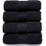 Maura Premium Waschlappen Set 100% Baumwolle 4 Stück Ultra Absorbent Quick Dry Soft Terry Wash Clothes for Bathroom, Hotel and Spa Qualität - Schwarz