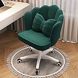 Stuhl mit Samtakzenten, bequemer gepolsterter Drehsessel für Kinder und Freizeit, höhenverstellbar, für Schminktisch und Schlafzimmer, stilvolle Wohnzimmer- und Café-Möbel, Rosa