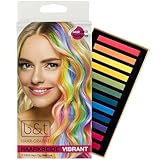 B&T Haarkreide Set Vibrant 12 Farben - einfach anzuwenden - auswaschbar - temporäre Haarfarbe - auch für dunkle Haarfarben - als Geschenk Halloween Fasching Geburtstag Weihnachten