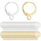 100 Stück Ohrhaken,Mabor Ohrringe Selber Machen Silber Gold mit Hebelverschluss Earring Hooks Schmuckherstellung Französische Ohrringhaken Runde Silber Hängende Gold für DIY Ohrringe Basteln